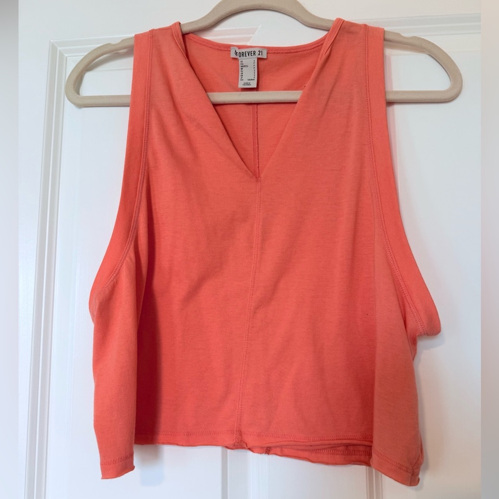 Forever 21 V-Neck Coral Tank Top